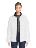 Time and Tru Women's Chevron Puffer Jacket, Sizes XS-3X